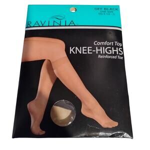 Ravinia Standard Size 8.5-11 Knee-High NEW Comfort Top Reinforced Toe Off Black